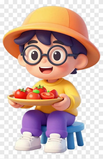 Child Holding Tomato Plate PNG
