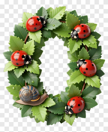Letter O With Ladybugs And Snail PNG