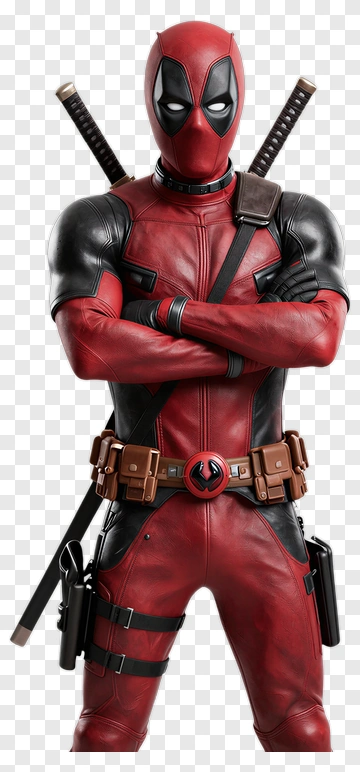 Deadpool In Red And Black Suit PNG