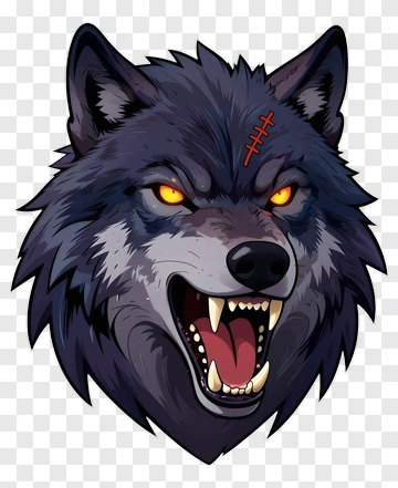 Fierce Wolf Head With Yellow Eyes PNG