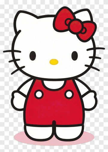 Hello Kitty In Red Overalls PNG