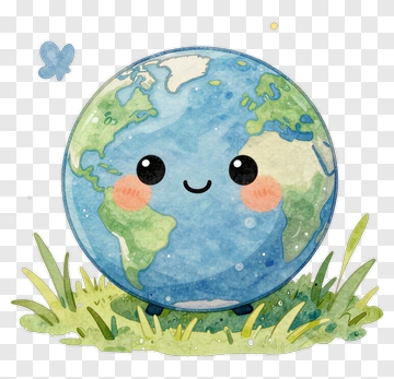 Cute Earth With Friendly Face PNG