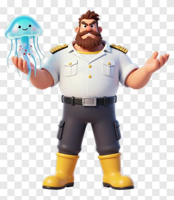 Captain Holding A Jellyfish PNG