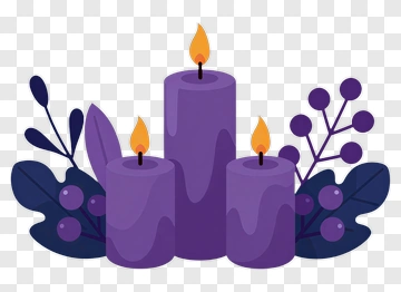 Purple Candles With Leaves And Berries PNG
