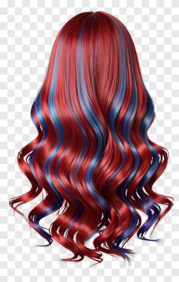 Red And Blue Wavy Hair PNG