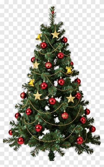 Decorated Christmas Tree With Red Ornaments PNG