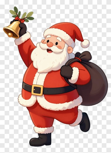 Santa Claus With Bell And Mistletoe PNG