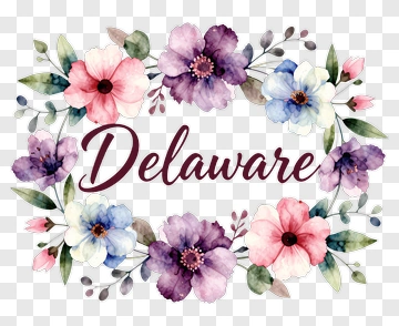 Delaware Flower Wreath Design PNG