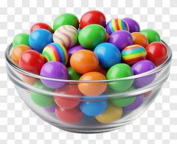 Colorful Gummy Candy In Glass Bowl PNG