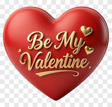 Red Heart With Gold Valentine Message PNG