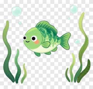 Cute Green Fish Swimming PNG