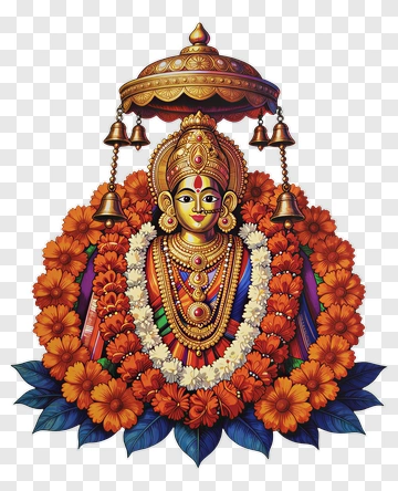 Goddess Devi With Flower Garland PNG