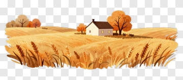 House In Autumn Wheat Field PNG