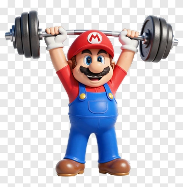 Mario Lifting Barbell In Gym PNG