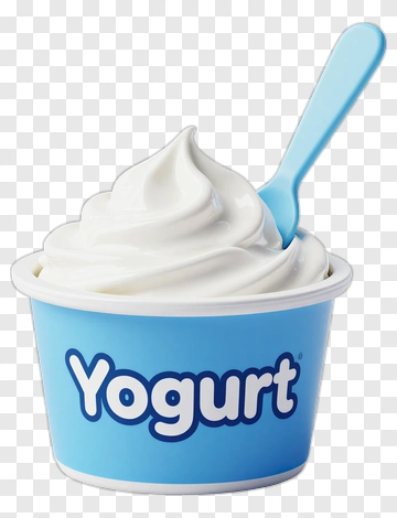 Yogurt In Blue Cup With Spoon PNG