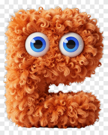 Orange Curly Monster Number Two PNG