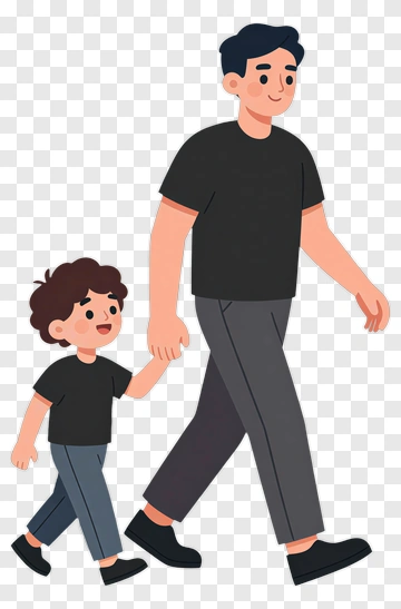 Father And Child Walking Together PNG