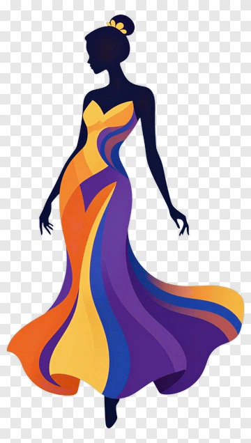 Woman In Flowing Dress Silhouette PNG