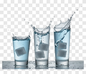 Three Glasses Of Water With Ice Cubes PNG