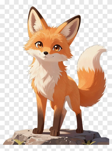 Cute Fox Standing On Rock PNG