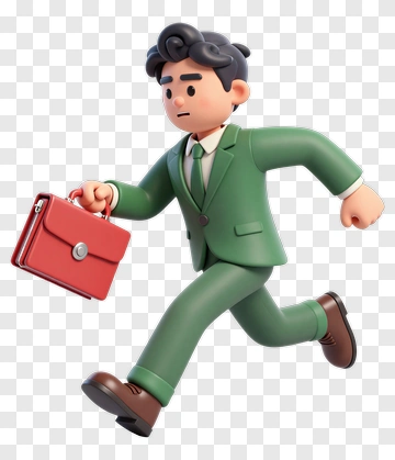 Running Businessman With Red Briefcase PNG