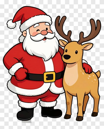 Santa Claus And Reindeer PNG