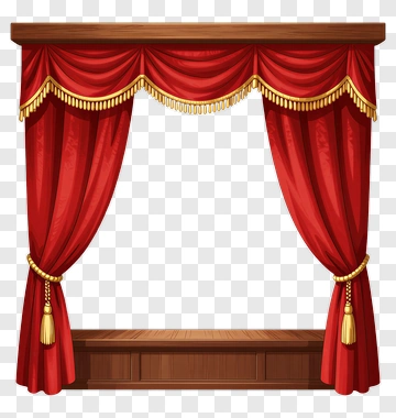 Theater Curtain With Gold Trim PNG