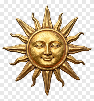 Golden Sun Face Decor PNG