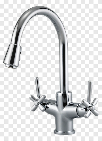 Chrome Faucet With Cross Handles PNG