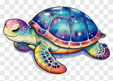 Colorful Turtle With Galaxy Shell PNG