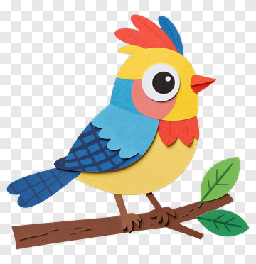 Paper Cutout Bird With Bright Colors PNG
