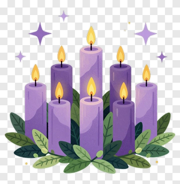 Purple Candles In Advent Wreath PNG