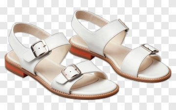 White Leather Strappy Sandals With Metal Buckles PNG