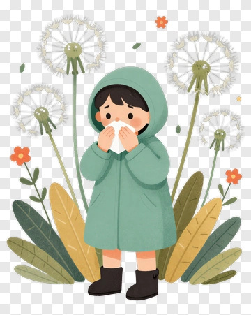 Child Holding Tissue Amid Dandelions PNG