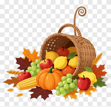 Fall Harvest Basket Overflowing With Fruits PNG