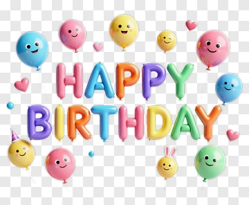 Happy Birthday With Colorful Balloons PNG