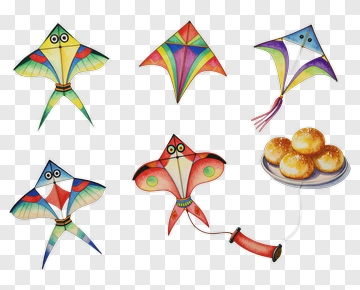 Colorful Kites And Bread PNG