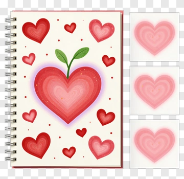 Heart Notebook With Illustration PNG
