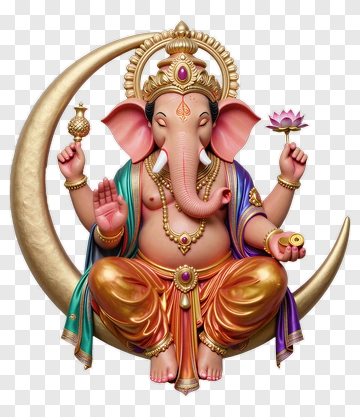 Ganesha Statue On Moon PNG