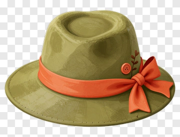 Green Fedora Hat With Orange Ribbon PNG