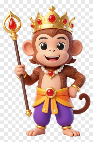 Cartoon Monkey King In Regal Attire PNG