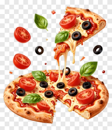 Cheese Pizza With Tomato And Basil PNG