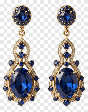 Elegant Sapphire And Gold Earrings PNG