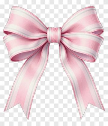 Pink And White Striped Bow PNG