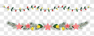 Festive Garland With Pine And Flowers PNG