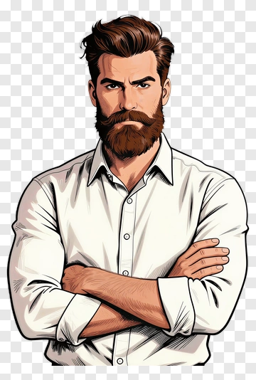 Man With Beard In White Shirt PNG