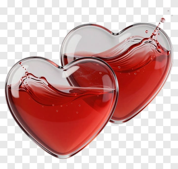 Two Glass Hearts Filled With Red Liquid PNG