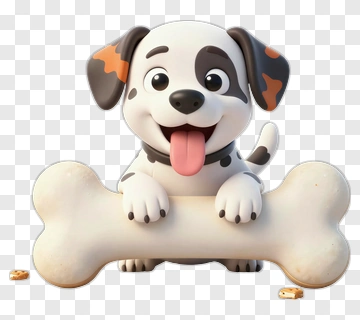 Cute Dog Holding Bone PNG