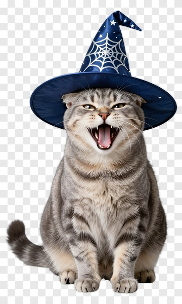 Cat Wearing Witch Hat PNG