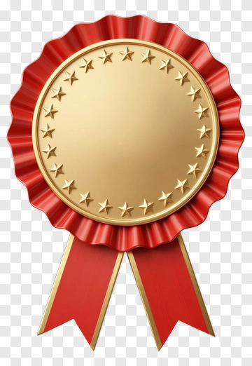 Golden Award Ribbon With Red Ribbon PNG